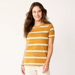 Women's Tall Sonoma Goods For Life® Essential Crewneck Tee -Sonoma Store 5686288 Gold Dot Stripe
