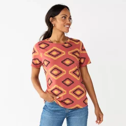 Women's Tall Sonoma Goods For Life® Essential Crewneck Tee -Sonoma Store 5686288 Mauve Large Geo