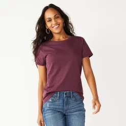 Women's Tall Sonoma Goods For Life® Essential Crewneck Tee -Sonoma Store 5686288 Plum