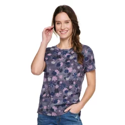 Women's Tall Sonoma Goods For Life® Essential Crewneck Tee -Sonoma Store 5686288 Purple Abstract Floral