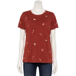 Women's Tall Sonoma Goods For Life® Essential Crewneck Tee -Sonoma Store 5686288 Rust Burgandy Floral