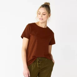 Women's Tall Sonoma Goods For Life® Essential Crewneck Tee -Sonoma Store 5686288 Wine