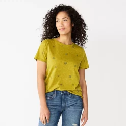 Women's Tall Sonoma Goods For Life® Essential Crewneck Tee -Sonoma Store 5686288 Yellow Green Floral