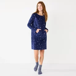 Women's Sonoma Goods For Life® 2-pc. Long Sleeve Crewneck Sleepshirt & Socks Set 12 Women's Sonoma Goods For Life® 2-pc. Long Sleeve Crewneck Sleepshirt & Socks Set -Sonoma Store 5690614 Navy2 Twinkle
