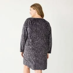 Plus Size Sonoma Goods For Life® 2-pc. Long Sleeve Crewneck Sleepshirt & Socks Set -Sonoma Store 5690616 ALT