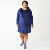 Plus Size Sonoma Goods For Life® 2-pc. Long Sleeve Crewneck Sleepshirt & Socks Set -Sonoma Store 5690616 Navy2 Twinkle