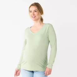 Maternity Sonoma Goods For Life® Essential Long Sleeve V-Neck Tee -Sonoma Store 5691532 Green