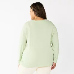 Plus Size Sonoma Goods For Life® Favorite Long Sleeve V-Neck Tee -Sonoma Store 5705505 ALT