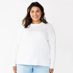 Plus Size Sonoma Goods For Life® Everyday Crewneck Long Sleeve Top -Sonoma Store 5714078 White
