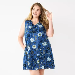 Women's Sonoma Goods For Life® Tiered Sleeveless Dress -Sonoma Store 5746171 Blue Floral