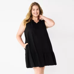 Women's Sonoma Goods For Life® Tiered Sleeveless Dress -Sonoma Store 5746171 Pitch Black