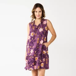 Women's Sonoma Goods For Life® Tiered Sleeveless Dress -Sonoma Store 5748599 Plum Floral