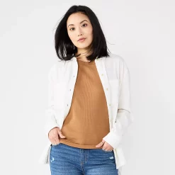 Women's Sonoma Goods For Life® Relaxed Button Down Shirt -Sonoma Store 5763233 White Gauze