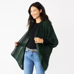 Women's Sonoma Goods For Life® Open Knit Kimono -Sonoma Store 5796217 Pine Green