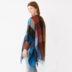 Women's Sonoma Goods For Life® Spokane Plaid Topper With Fringe 7 Women's Sonoma Goods For Life® Spokane Plaid Topper With Fringe -Sonoma Store 5796222 ALT