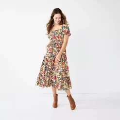 Women's Sonoma Goods For Life® Smocked Tiered Midi Dress 11 Women's Sonoma Goods For Life® Smocked Tiered Midi Dress -Sonoma Store 5804206 Multi Floral