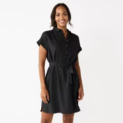 Women's Sonoma Goods For Life® Henley Shirt Dress 9 Women's Sonoma Goods For Life® Henley Shirt Dress -Sonoma Store 5804278 Black