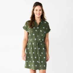 Women's Sonoma Goods For Life® Henley Shirt Dress 12 Women's Sonoma Goods For Life® Henley Shirt Dress -Sonoma Store 5804278 Olive Floral