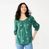 Women's Sonoma Goods For Life® Three-Quarter Sleeve Top -Sonoma Store 5806184 Teal Floral