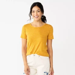 Women's Sonoma Goods For Life® Short Sleeve Curved Hem Crewneck Tee -Sonoma Store 5815853 Gold