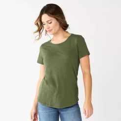 Women's Sonoma Goods For Life® Short Sleeve Curved Hem Crewneck Tee -Sonoma Store 5815853 Olive