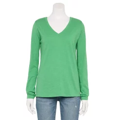 Women's Sonoma Goods For Life® Everyday Adaptive & Easy Dressing V-Neck Long Sleeve Top -Sonoma Store 5816145 Aloe Green