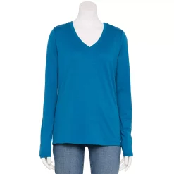Women's Sonoma Goods For Life® Everyday Adaptive & Easy Dressing V-Neck Long Sleeve Top -Sonoma Store 5816145 Teal