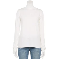 Women's Sonoma Goods For Life® Everyday Adaptive & Easy Dressing V-Neck Long Sleeve Top -Sonoma Store 5816145 White