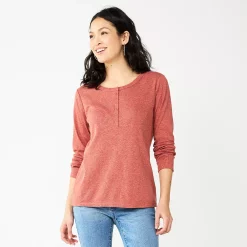 Women's Sonoma Goods For Life® Essential Henley Top -Sonoma Store 5816147 Mauve