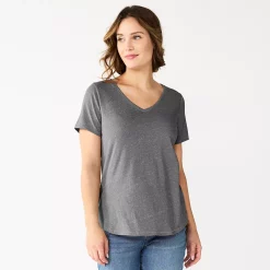 Women's Sonoma Goods For Life® Essential V-Neck Tee -Sonoma Store 5824995 Dark Gray