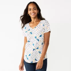 Women's Sonoma Goods For Life® Essential V-Neck Tee -Sonoma Store 5824995 Patchwork Print