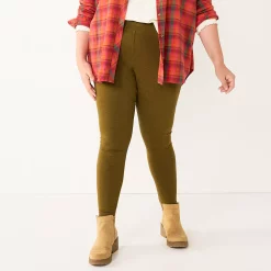 Plus Size Sonoma Goods For Life® Essential Mid-Rise Leggings -Sonoma Store 5840241 Olive