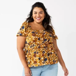 Plus Size Sonoma Goods For Life® Short Sleeve Squareneck Top 11 Plus Size Sonoma Goods For Life® Short Sleeve Squareneck Top -Sonoma Store 5850563 Ginger Floral