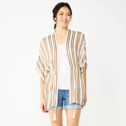 Women's Sonoma Goods For Life® Striped Tie-Front Ruana -Sonoma Store 5878386 Ivory