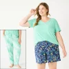 Plus Size Sonoma Goods For Life® 3-piece Pajama Top, Pajama Shorts & Pajama Pants Sleep Set -Sonoma Store 5879135 Blue Fun Dye
