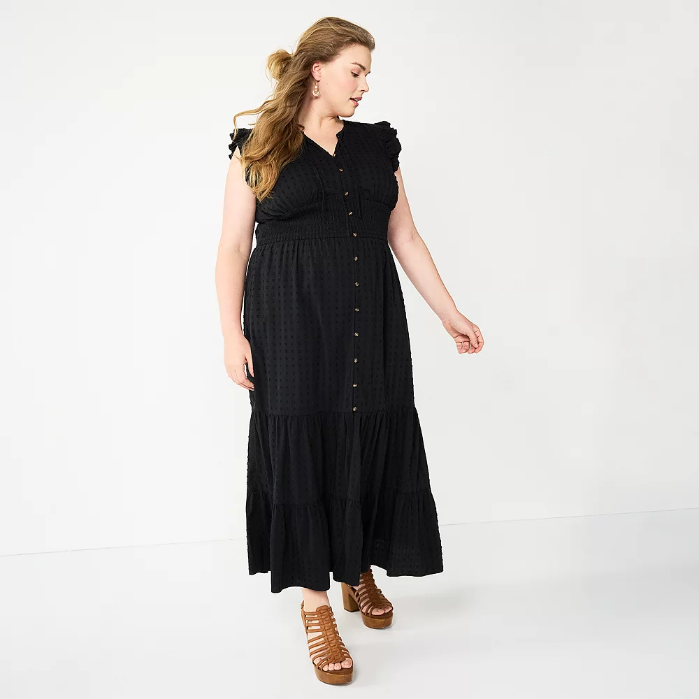 Plus Size Sonoma Goods For Life® Ruffle Sleeve Smocked Maxi Dress 5 Plus Size Sonoma Goods For Life® Ruffle Sleeve Smocked Maxi Dress - Image 3