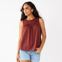 Women's Sonoma Goods For Life® Yoke Front Top -Sonoma Store 5945393 Maroon