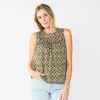Women's Sonoma Goods For Life® Yoke Front Top -Sonoma Store 5945393 Olive Ikat