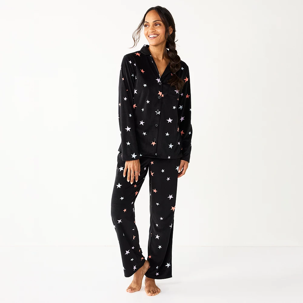 Women's Sonoma Goods For Life® Velour Pajama Shirt & Pajama Pants Sleep Set 4 Women's Sonoma Goods For Life® Velour Pajama Shirt & Pajama Pants Sleep Set - Image 2
