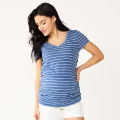 Maternity Sonoma Goods For Life® Essential V-Neck Tee -Sonoma Store 6120474 Blue Stripe